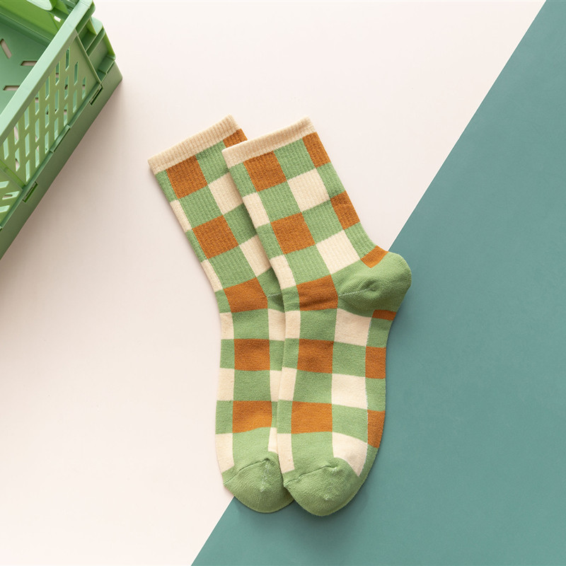Calcetines de algodón con estampado de aguacate para mujer, medias cortas transpirables de Color verde aguacate, Estilo Vintage a rayas, informales, para chicas: 5