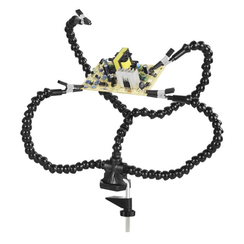 Welding Desk Clip PCB Soldering Holder 3X Magnifier With LED Light Welding Helping Hand Flexible Arm Soldering Hand Tool Clamp: B2