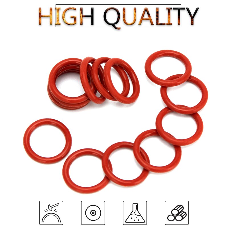 150PCS DIY PCP Silicone Rubber Sealing O Rings Gasket Replacements Socket Red O-rings CS 1.5mm 1.9mm OD 6mm-20mm 10 Sizes HG036