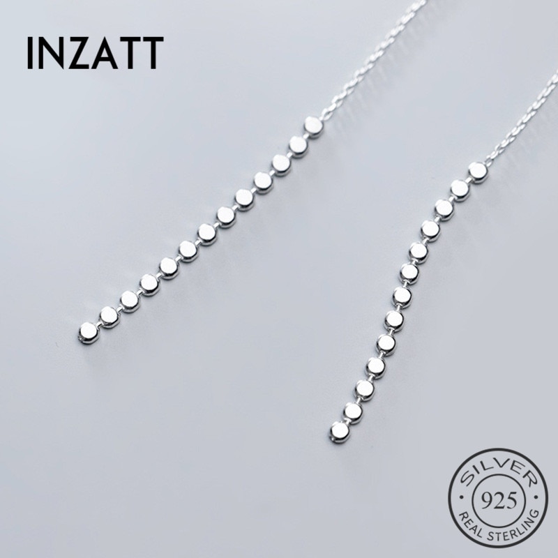 Inzvolo brinco de prata, genuíno 925, brincos com borla, para mulheres elegantes, para festa, joias finas, modernas, acessórios minimalista, presente