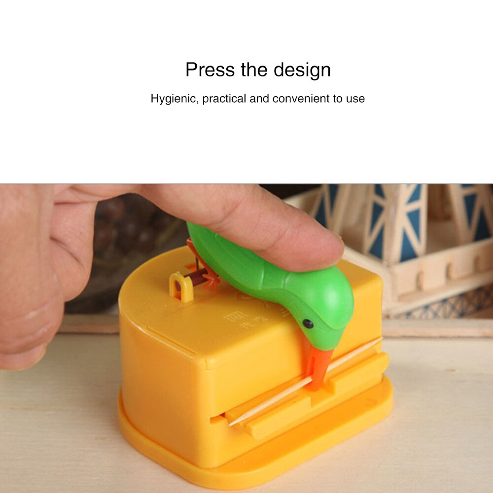 Small Bird Press Toothpick Box Automatic Toothpick Dispenser Toothpick Storage Container Desk Decoration Kitchen Gadget