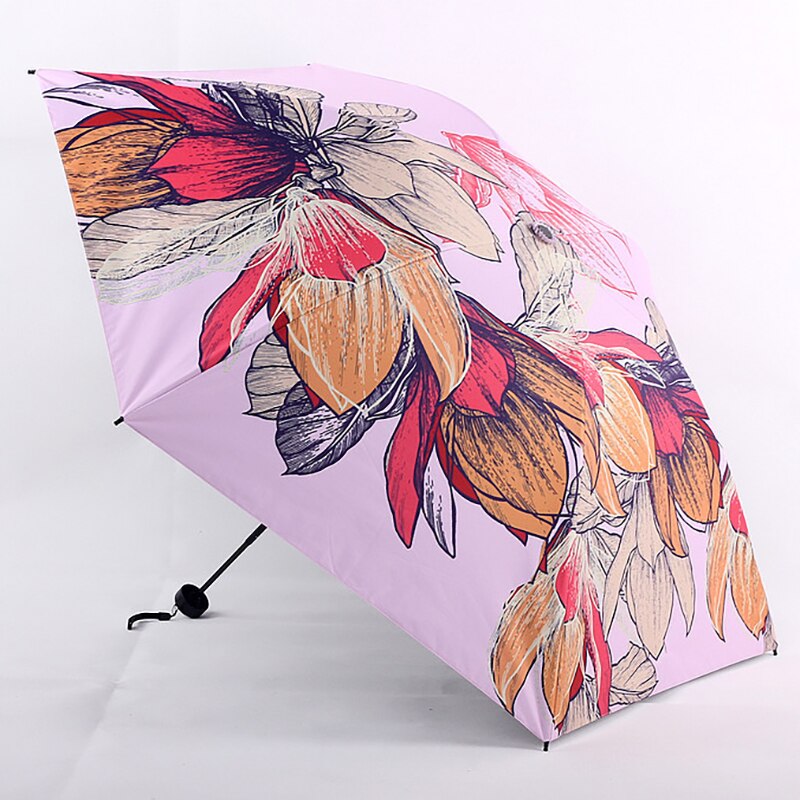 Yada ins store blomster mønster 5- folde regnfuld mini lomme paraply til kvinder mænd anti-uv små parasol plante paraplyer  yd200297