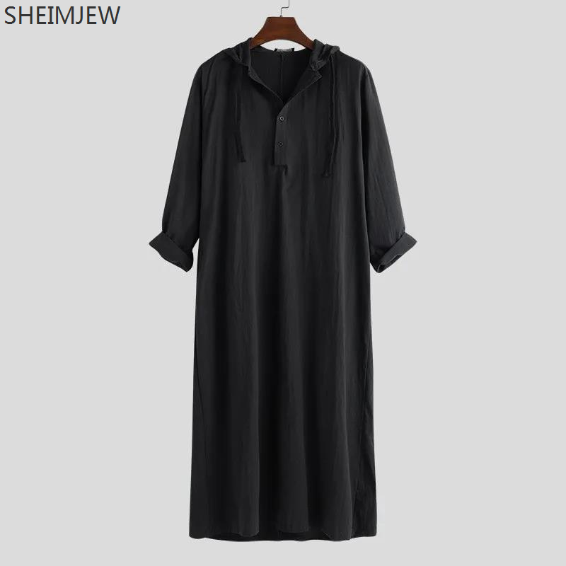 2024 estilo árabe simples longo masculino com capuz longo robe muçulmano roupas turco abaya moda islâmica cor sólida ramadan robe