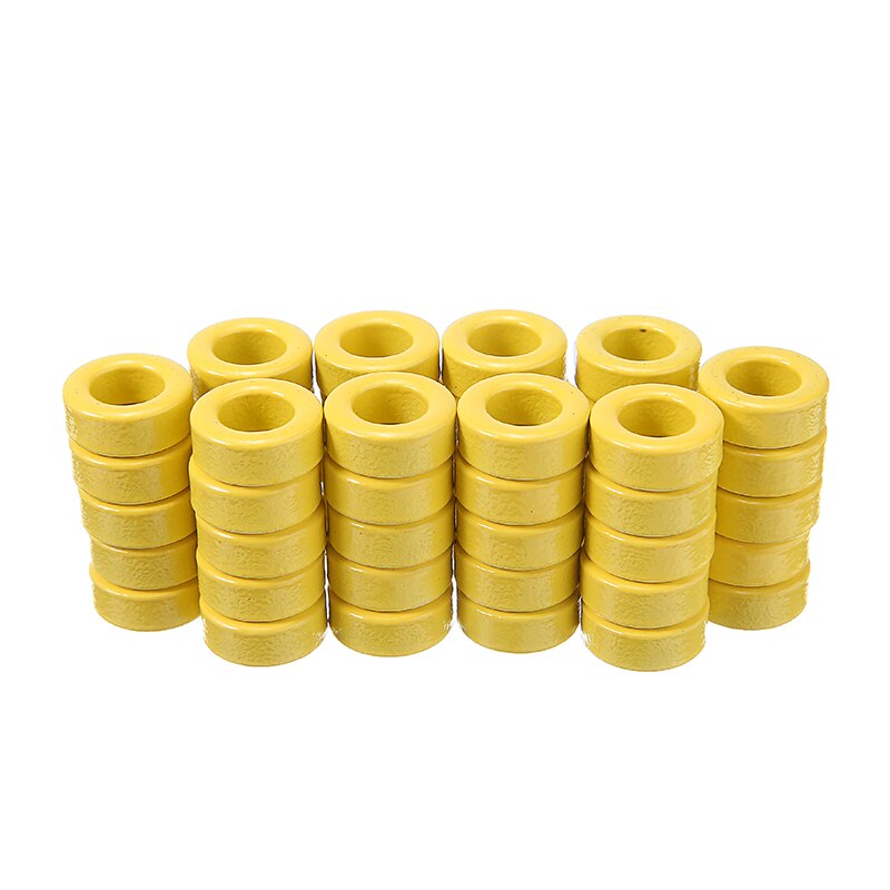 50 Stuks 7.5Mm Binnendiameter Ring Ijzer T50-26 Toroid Ferrietkernen Geel Wit Voor Transformatoren