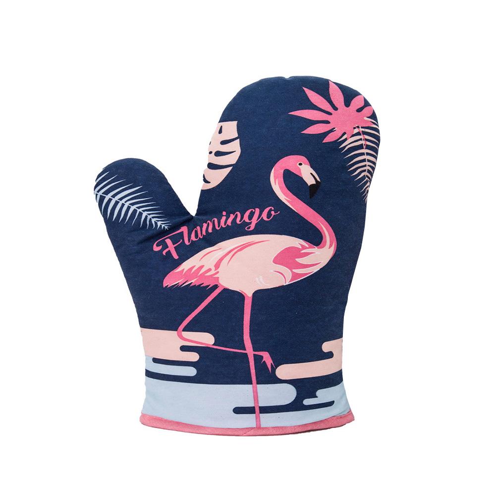 Cotton Flamingo Kitchen Pad Cooking Microwave Baking BBQ Oven Potholders Oven Mitts Kitchen Gloves: Black
