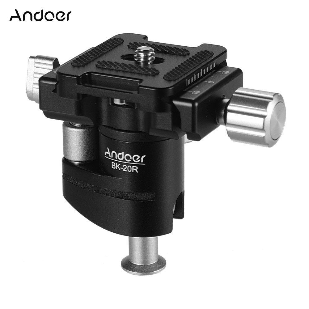 Mini tripé andoer para câmera dslr, cabeça de esfera de liga de alumínio, com clip de 360 graus, rotativo, panorâmico