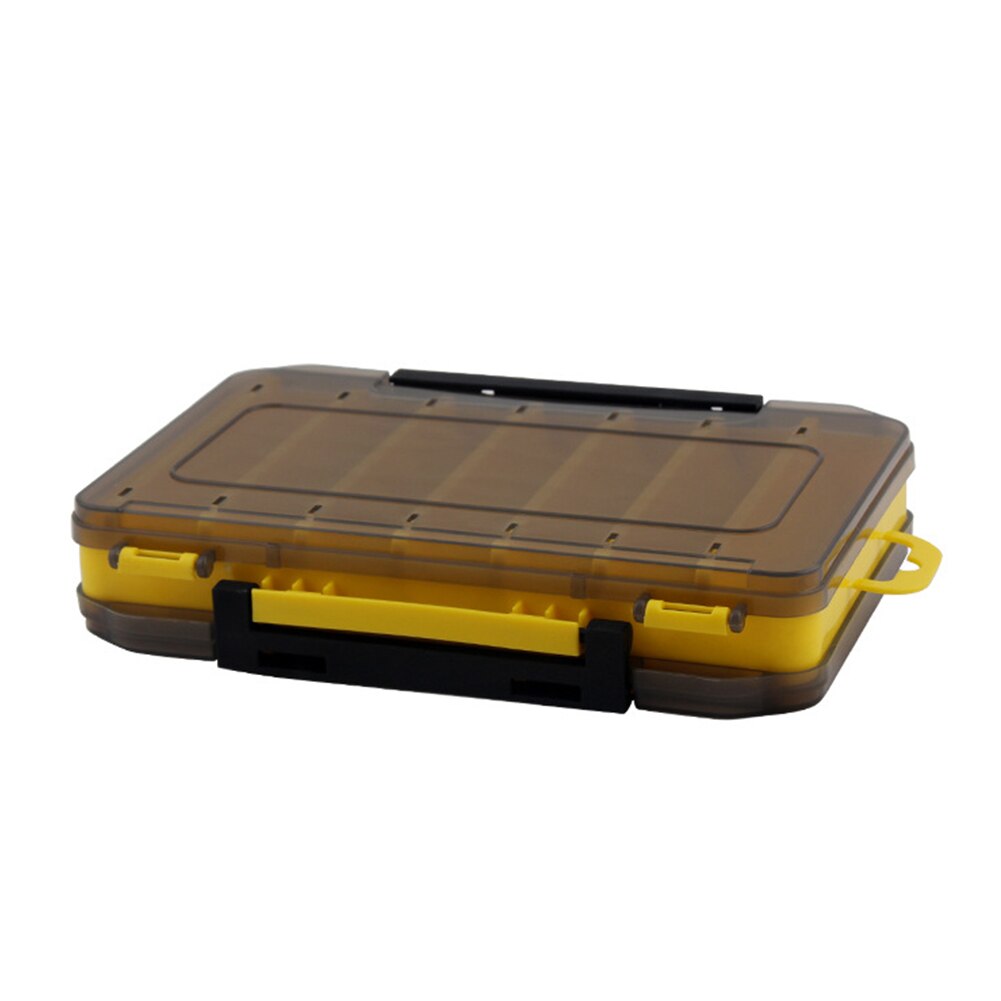 1Pcs 14 Compartments Fishing Lure Boxes Bait Storage Box Fishing Tackle 19cm*12cm*3.6cm Waterproof Double Sided Open Tackle Box: Yellow