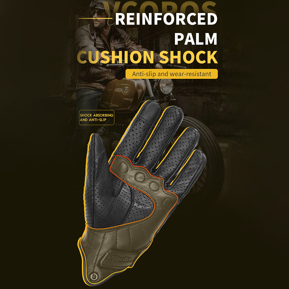 MJMOTO Gloves Long Protective Motorcycle Gloves Carbon Fiber Gloves Retro Leather Gloves Motorbike Cycling Gloves CE Certified