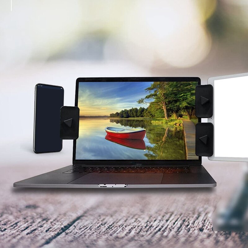 Triple Monitor Display Clip Laptop Side Mount Tablet Phone Connects Bracket Holder for iPad Multi Sn Support 3Pcs