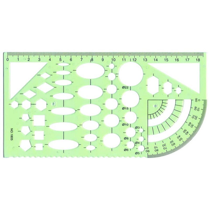 Geometric Template Ruler Drawing Template Measuring Ruler for Engineering Building School Office Supplies, 4 Counts