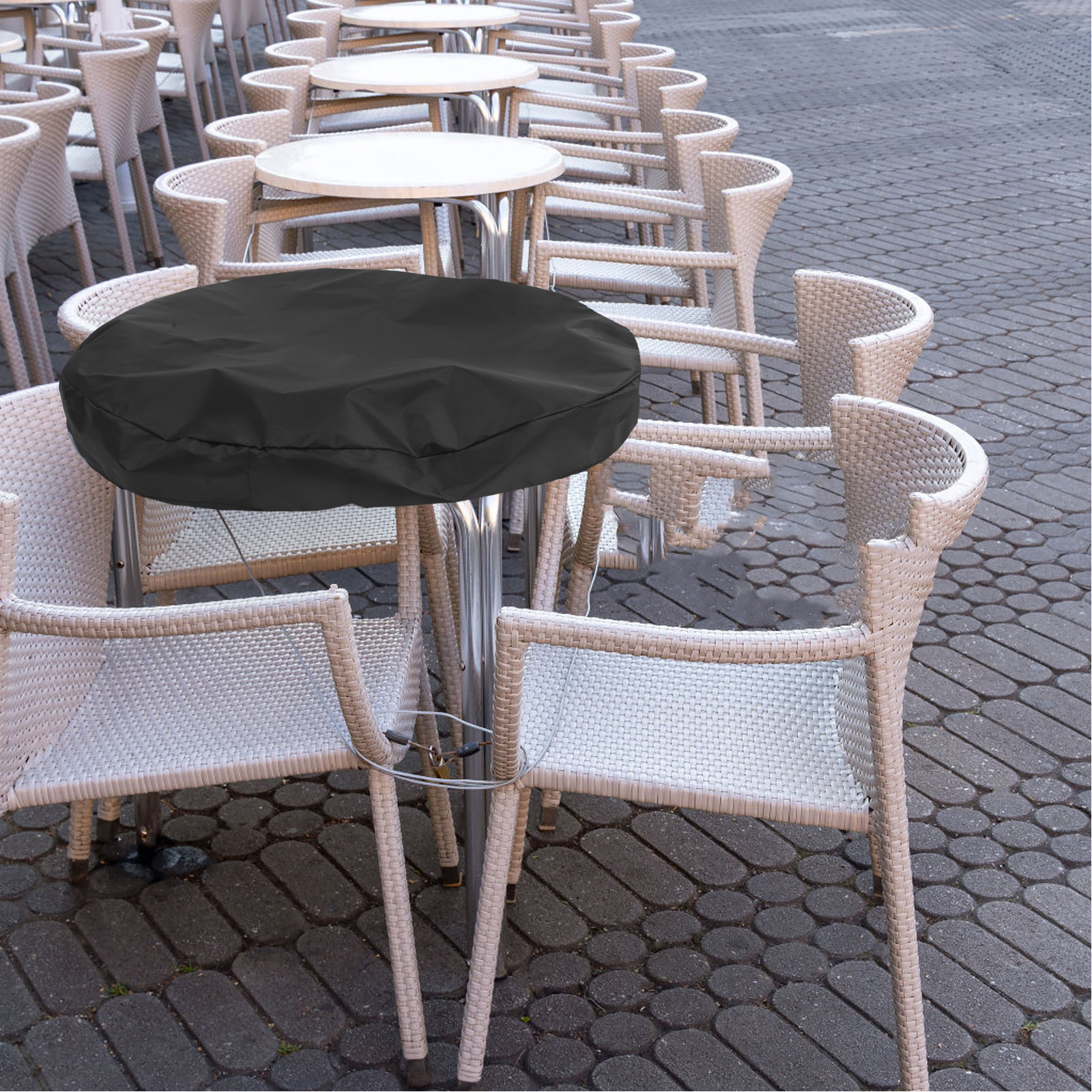 Eldstad 100cm runda svarta kraftiga utomhusgrillbordsskydd för utomhusgrill skyddande eldstadstillbehör