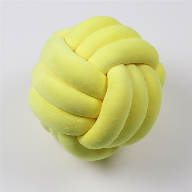 Handgemaakte Braid Knoop Bal Kussen Baby Room Decor Peuter Baby Wieg Bed Rugleuning Ronde Kussen Kinderen Spelen Zachte Bescherming: yellow-20cm