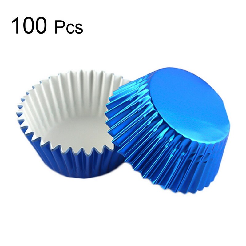 Mini rainbow 100pc cupcake liner bagekop cupcake papir muffin etuier kage æske æggetærter bakke køkken tilbehør værktøj: 100 stk blå