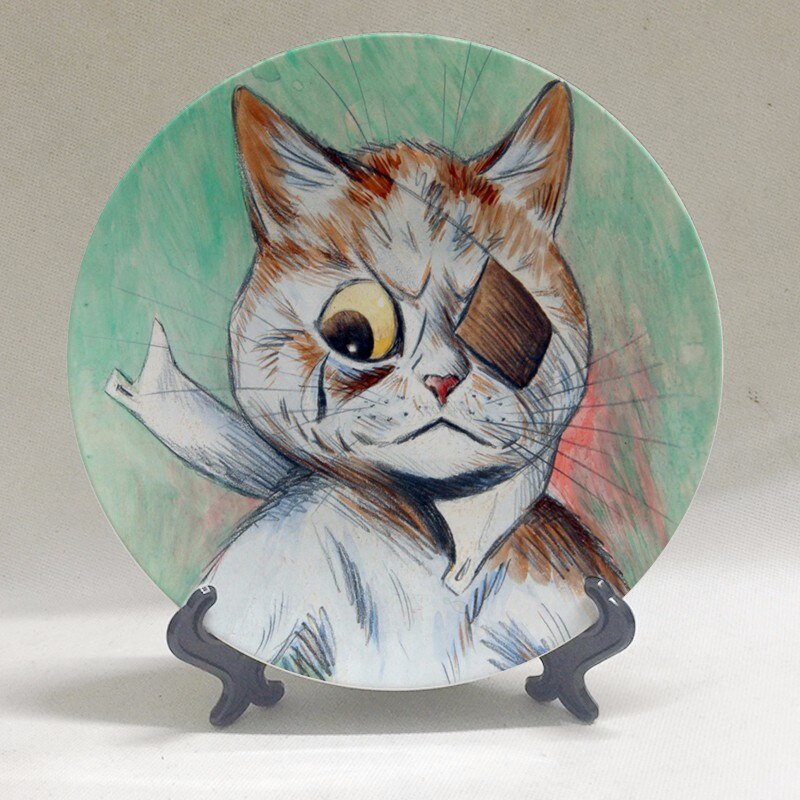 Louis Wain anthropomorphic cats Kaleidoscope Cats wall decorative hanging plate artistic ceramic craft background decoration: Y