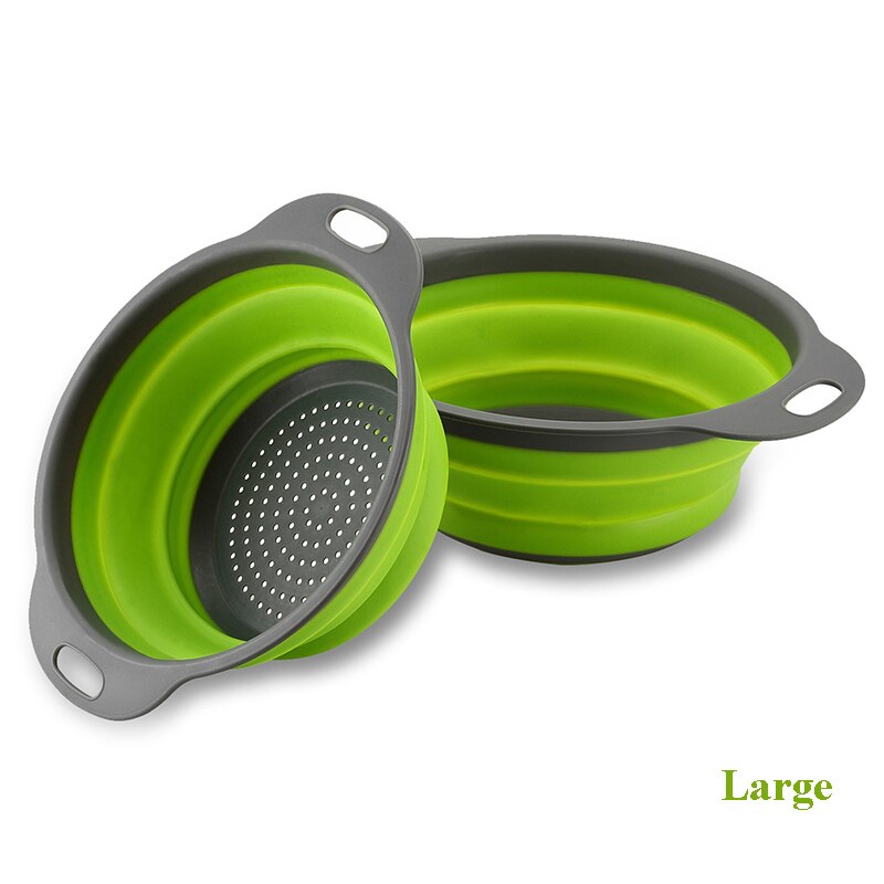 Creatieve Keuken Fruit Groente Wassen Gereedschap Nuttig Opvouwbare Reiniging Mand Zeef Keuken Accessoires Gadgets Supplies2020: Green Large