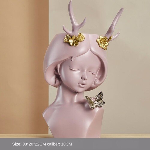 Harpiks gevir jente liten vase enkel stil menneskelig ansikt vase dekorasjon stue soverom blomsteroppsats tørket blomster hjem: Gevir-l -2