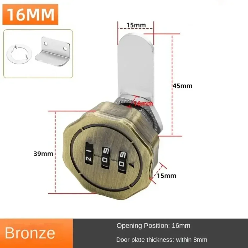 1PCS Password Cabinet Lock Zinc Alloy Password Locks Security Home Automation Cam Lock For Mailbox Cabinet Door 16/30mm: Nickel