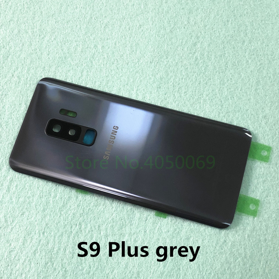 SAMSUNG-carcasa trasera de cristal para reparación de batería, reemplazo de la carcasa de la puerta trasera de SAMSUNG Galaxy S9 Plus S9 + G965 SM-G965F S9 G960 SM-960F: S9 Plus gray