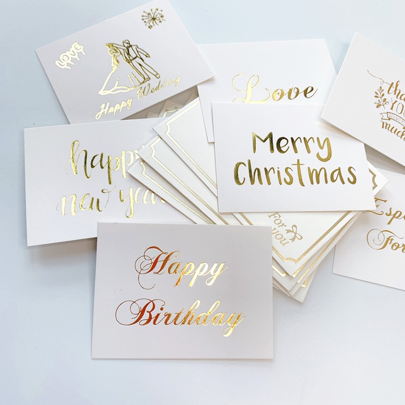 100 Stks/pak Mini Bronzing Kaart Met Envelop Uitnodiging Dank U Kaart Kerstmis Nieuwjaar Zegen Kaart