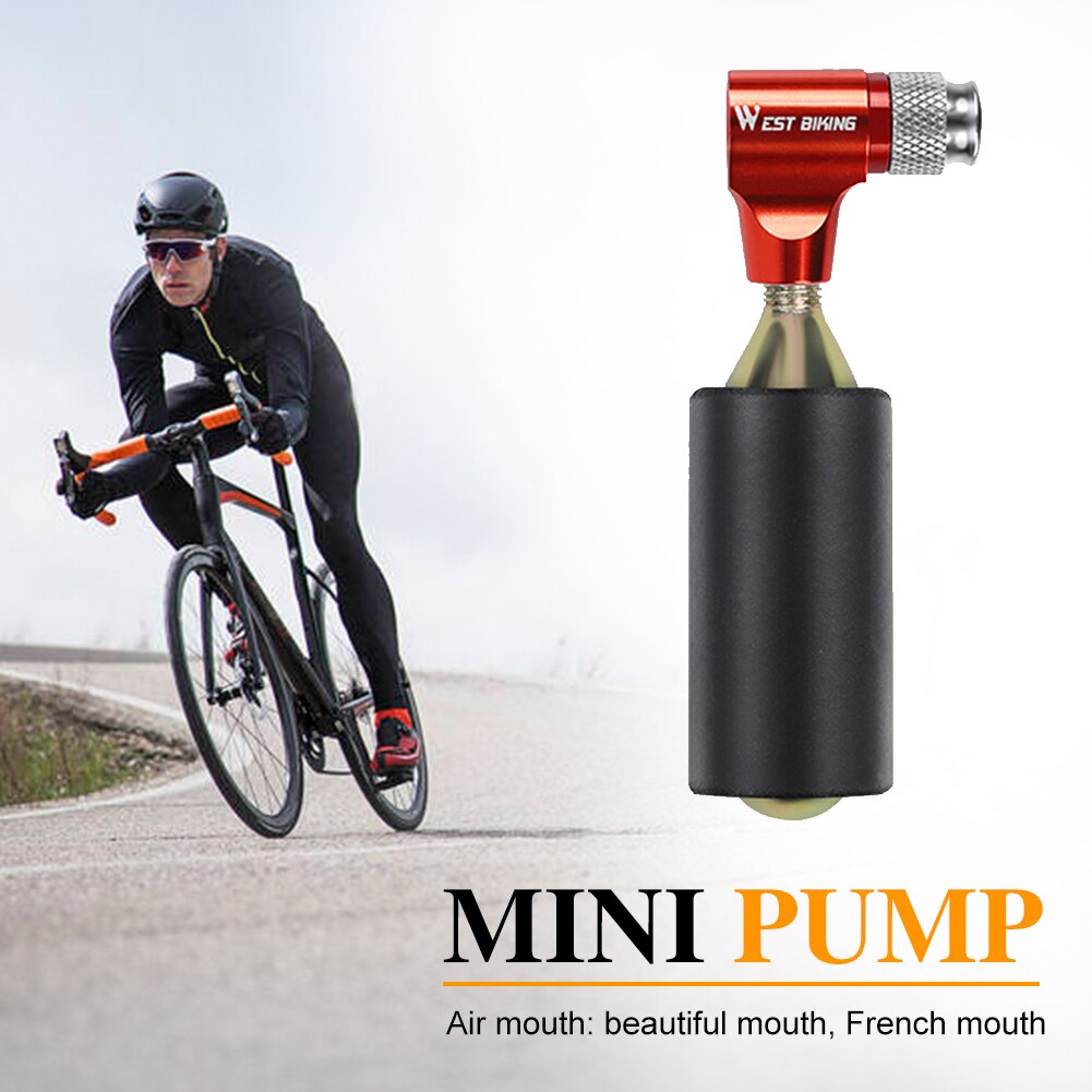 West bikihg fiets  co2 cartridge kop draagbare luchtfles mtb fiets luchtpomp accessoires voor schrader presta ventiel universeel