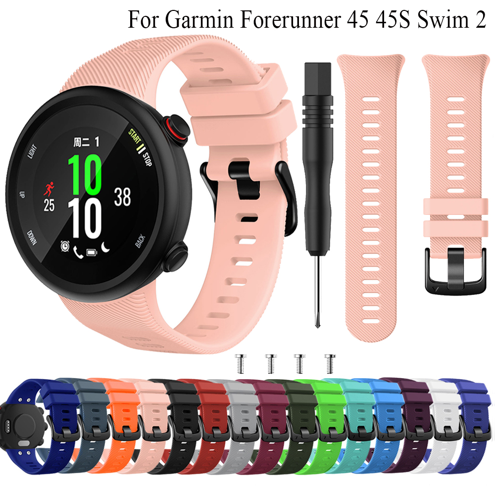 Correa de reloj con herramienta para Garmin Forerunner 45 45S Garmin Swim 2, repuesto de silicona, accesorios para correa de reloj inteligente