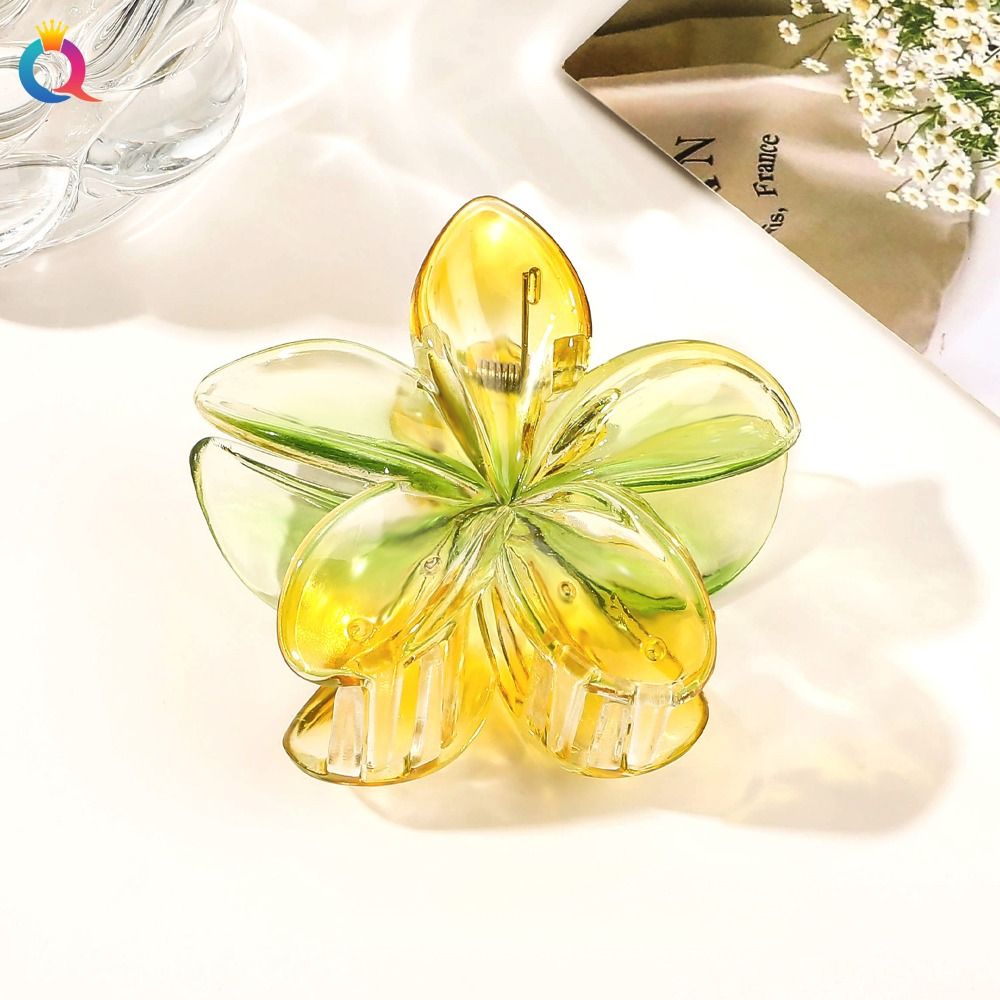 Pinza para el pelo de flor grande transparente, Color degradado, pinzas en forma de flor Simple, accesorios para el cabello, horquilla para cola de caballo: Rojo