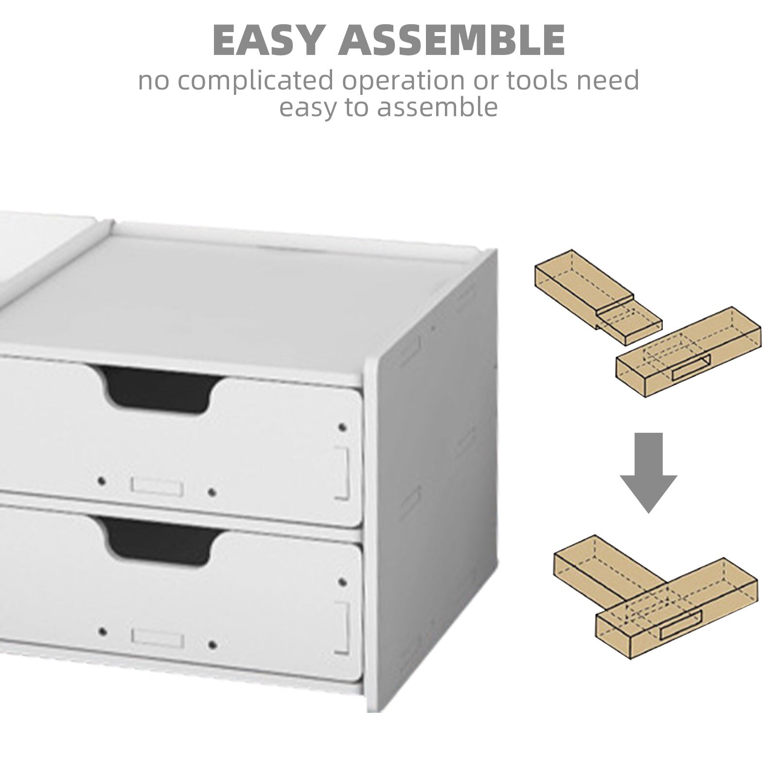 Besegad PC Computer Monitor Stand Riser Laptop Holder Wooden Desk Organizer Shelf with Double Drawer for School Office Desktop