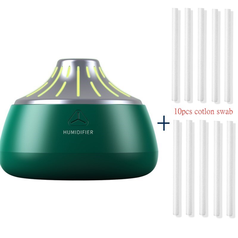 Mini Ultrasonic Air Humidifier Aroma Essential Oil Diffuser for Home Office USB Fogger Mist Maker with LED Night Lamp: Green Plus Silver-10