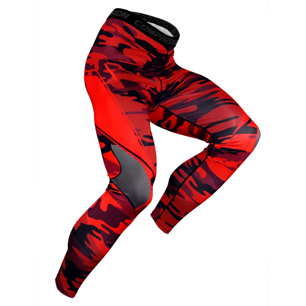 Pantalon De Sport Compression Homme Respirant Collant Stretch Imprimé Séchage Rapide Pour Running Fitness Noir - Sport