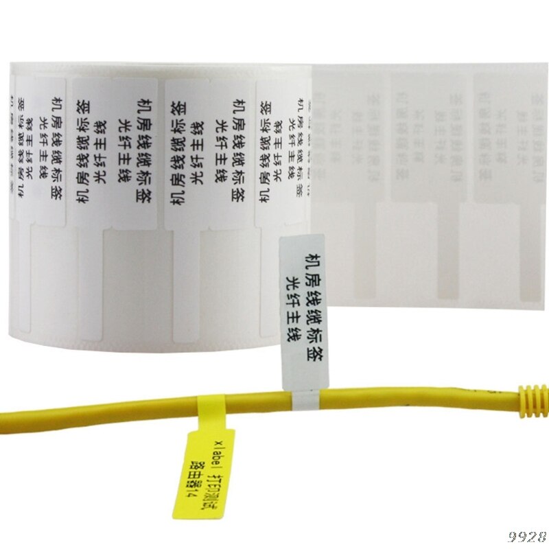 500Pcs Cable Sticker 3.30x1.02in Oil-proof Tear-resistant PC Network Wire Cord Cable Tie Label Sticker Marking Marker
