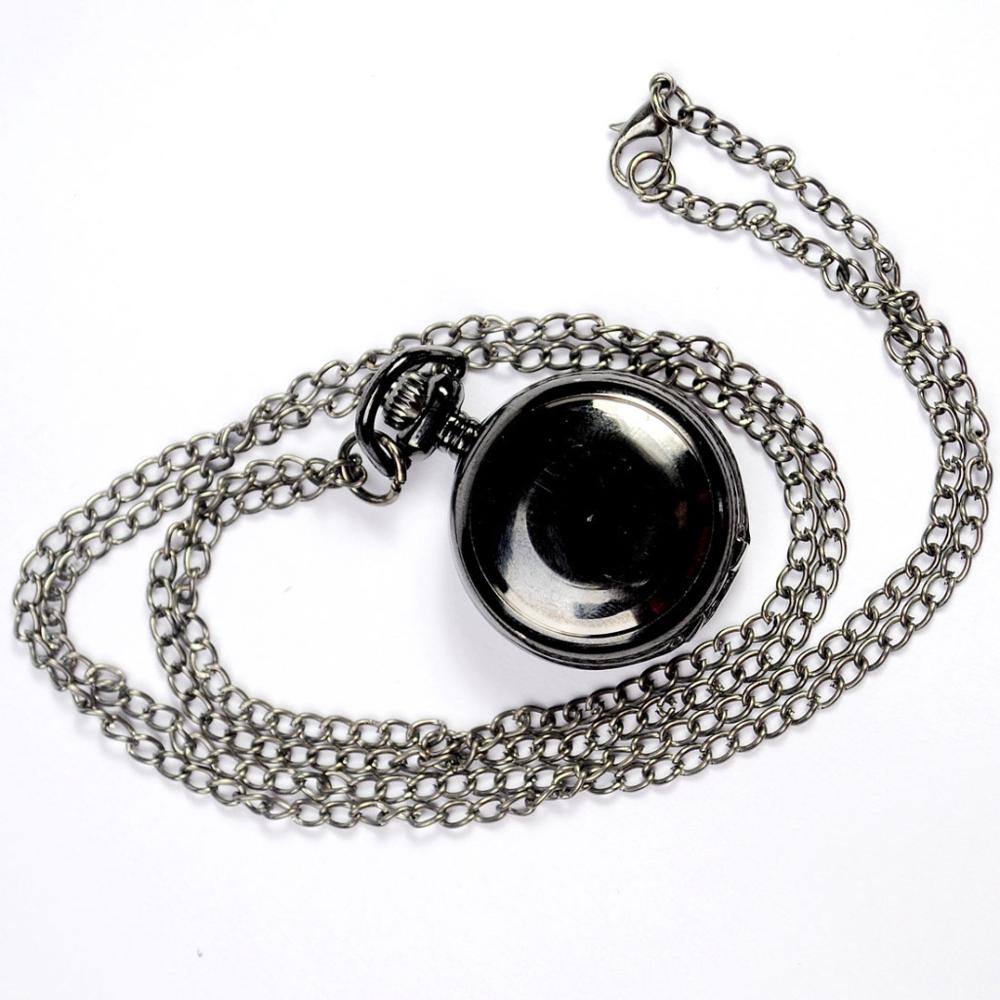 Smooth and bright retro double-sided pocket watch with silver pocket watch necklace star black pocket watch