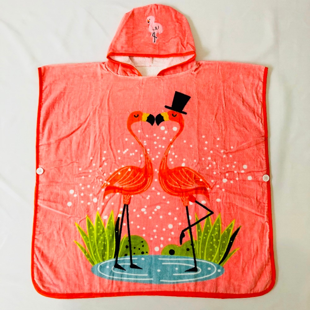 Di grandi Dimensioni 70x70cm rosa fenicottero colorato coniglietto straberry per Bambini accappatoio/bambino telo da cavalla con cappuccio poncho