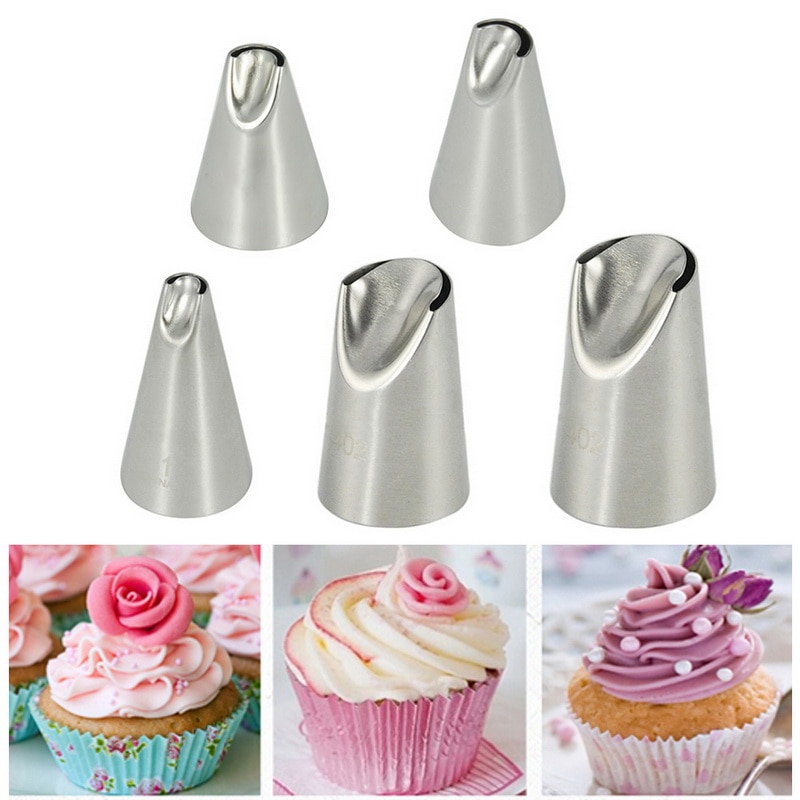 8Pcs Big Size Russische Pastry Icing Piping Nozzles Rvs Decorating Tip Cake Cupcake Decorateur Rose Accessoires Keuken