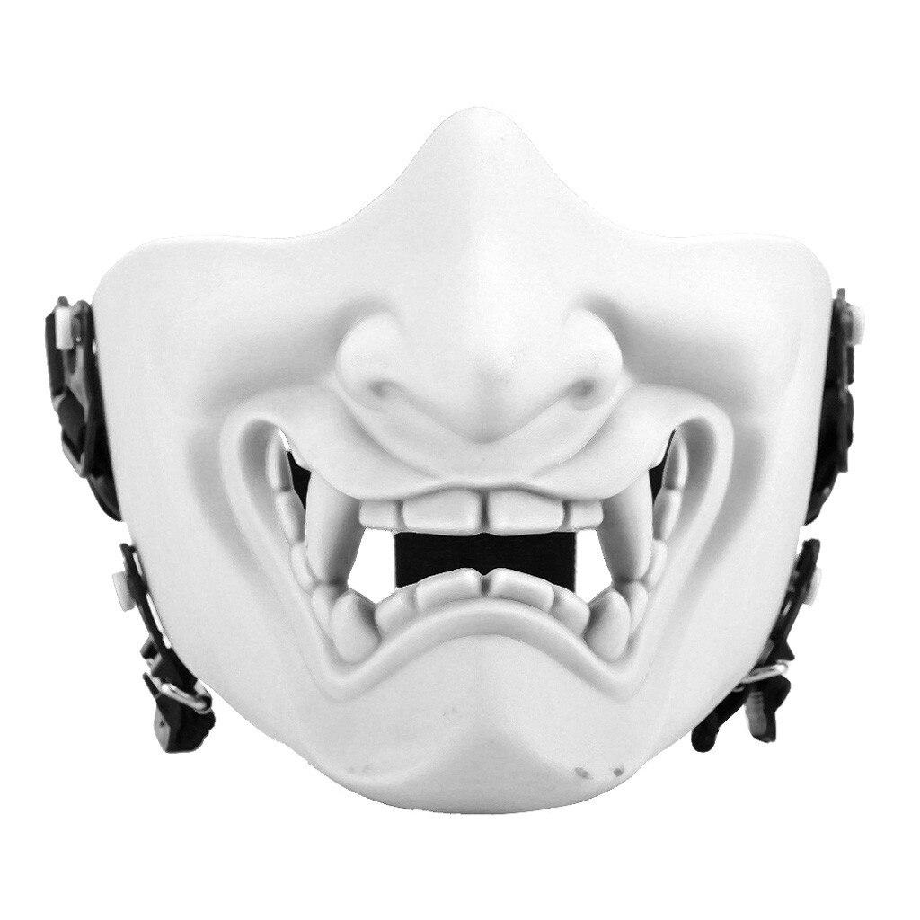 mondkapjes wasbaar Half Face Cosplay Tactica l Kabuki Samurai Devil Halloween Party Festival A variety of styles mask: White