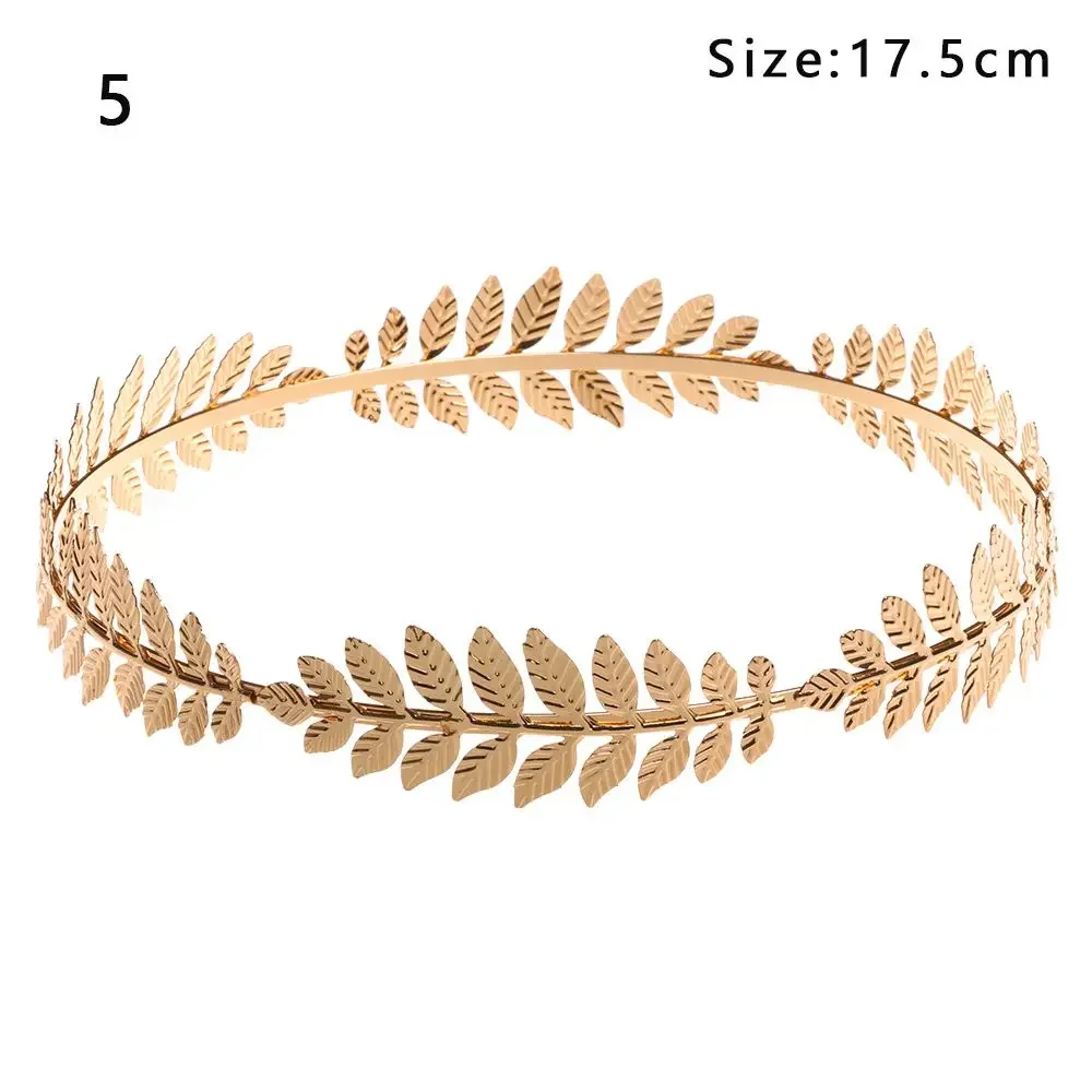 Serre-tête en forme de feuille dorée pour femme, accessoire de coiffure de mariée, diadème romain, couronne, bijoux: Black