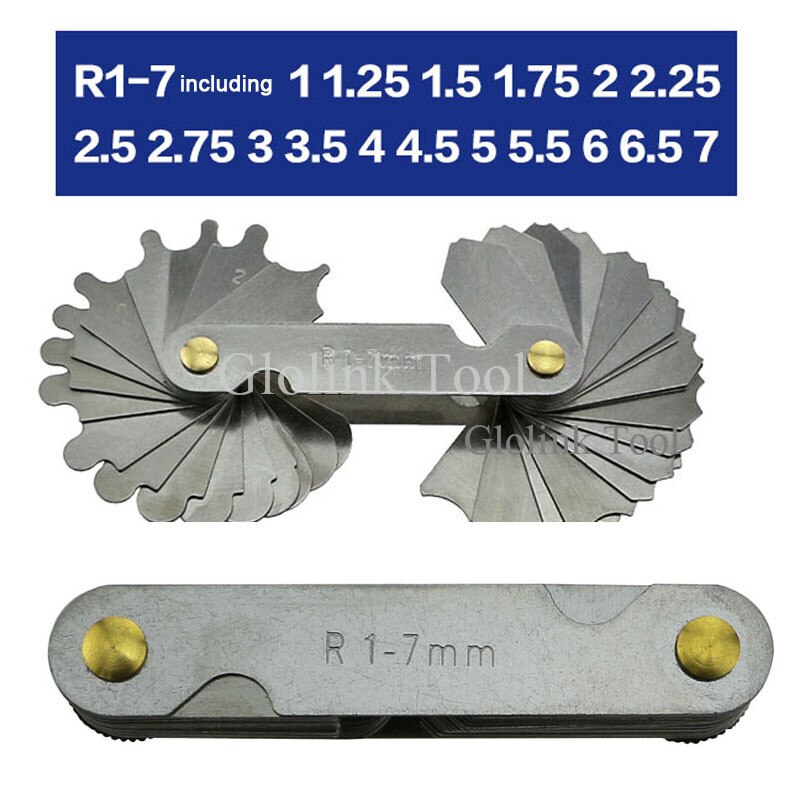 Radius Gage Gauge Fillet set R1-6.5/R7-14.5/R15-25/R26-80mm Concave Convex Arc End Internal External Gauges