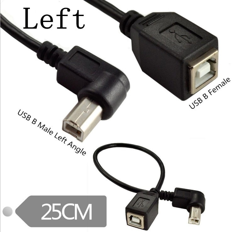 Usb 2.0 b hunn til type-b hann 90 grader rettvinklet skriver kort skjøtekabel for skriver skanner mobil hdd og mer