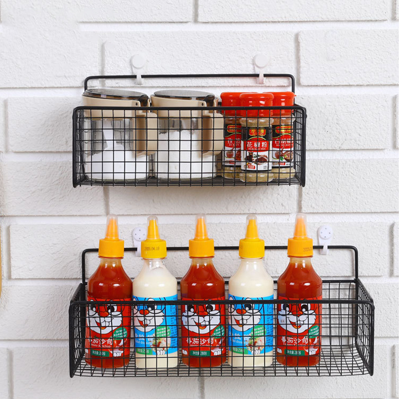 Wall Mounted Bathroom Shelf Shower Shampoo Rack Toilet Accessories Kitchen Free Punch Condiment Storage Basket
