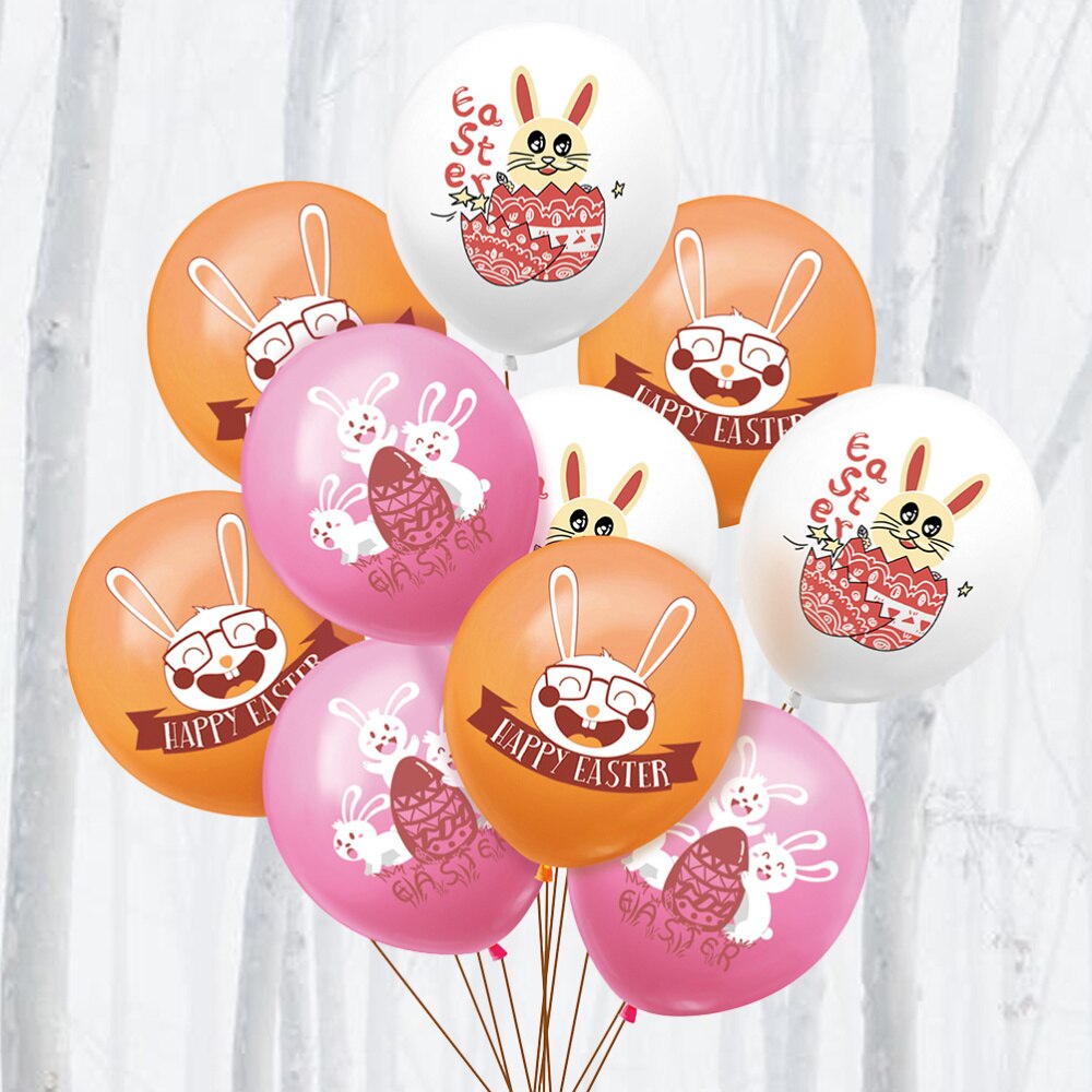 30Pcs Pasen Ballonnen Mooie Decor Ballonnen Cartoon Konijn Gedrukt Ballonnen Unieke Latex Ballonnen Voor Party Festival (Wit + pi