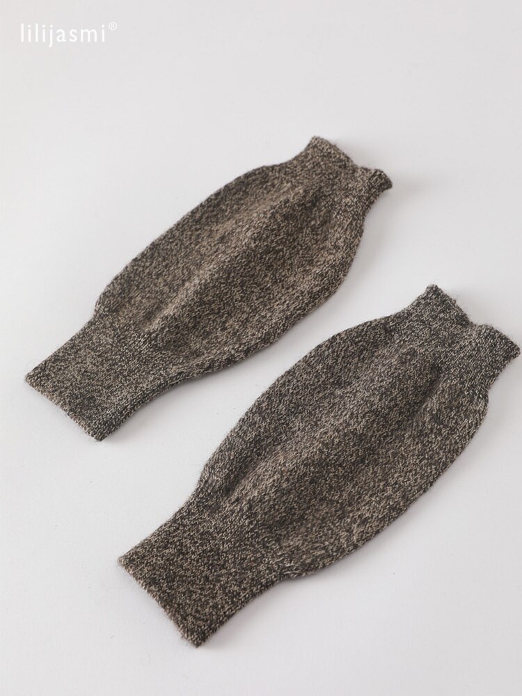 Verkoop Echt Fijne Schapen Wol Gezellige Mitt Blootgesteld Vinger Vrouwen Winter Herfst Gebreide Vingerloze Werkhandschoenen Pols Wanten Driver: 20 V camel