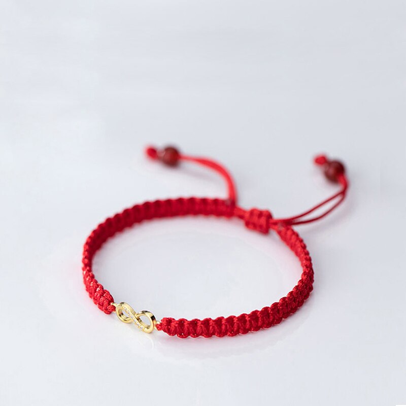 La Monada Otto Filo Rosso per Mano delle Donne Bracciali in Argento sterlina 925 Bracciali per Le Donne Rosso Corda Braccialetto D'argento 925 delle donne: rosso