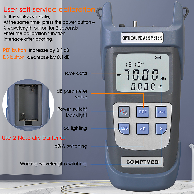 FTTH COMPTYCO Fiber Optical Power Meter AUA-G710A/G510A Fiber Optical Cable Tester -70dBm~+10dBm/ -50dBm~+26dBm SC/FC Connector
