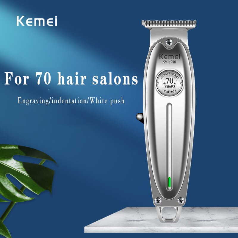 Kemei 1949 Hair Clipper All Metal Men Electric Cordless Hair Trimmer 0mm Baldheaded T Blade Finish Haircut Machine