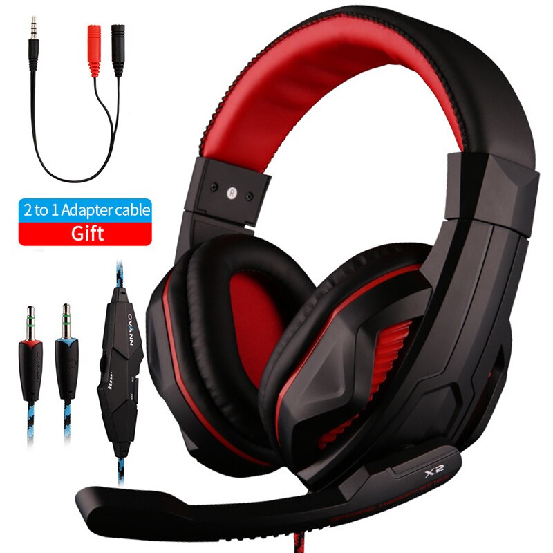 X2 Noise Cancelling Gamer Headset Met Microfoon Bass Stereo Computer Telefoon Gaming Headset Hoofdtelefoon Voor Pc PS4 Xbox Een: Red