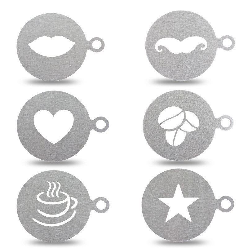 Cake koffie roestvrijstalen sjabloon decoratie cupcake sjabloon mal levensechte cappuccino latte sjabloon koffie mal gereedschap