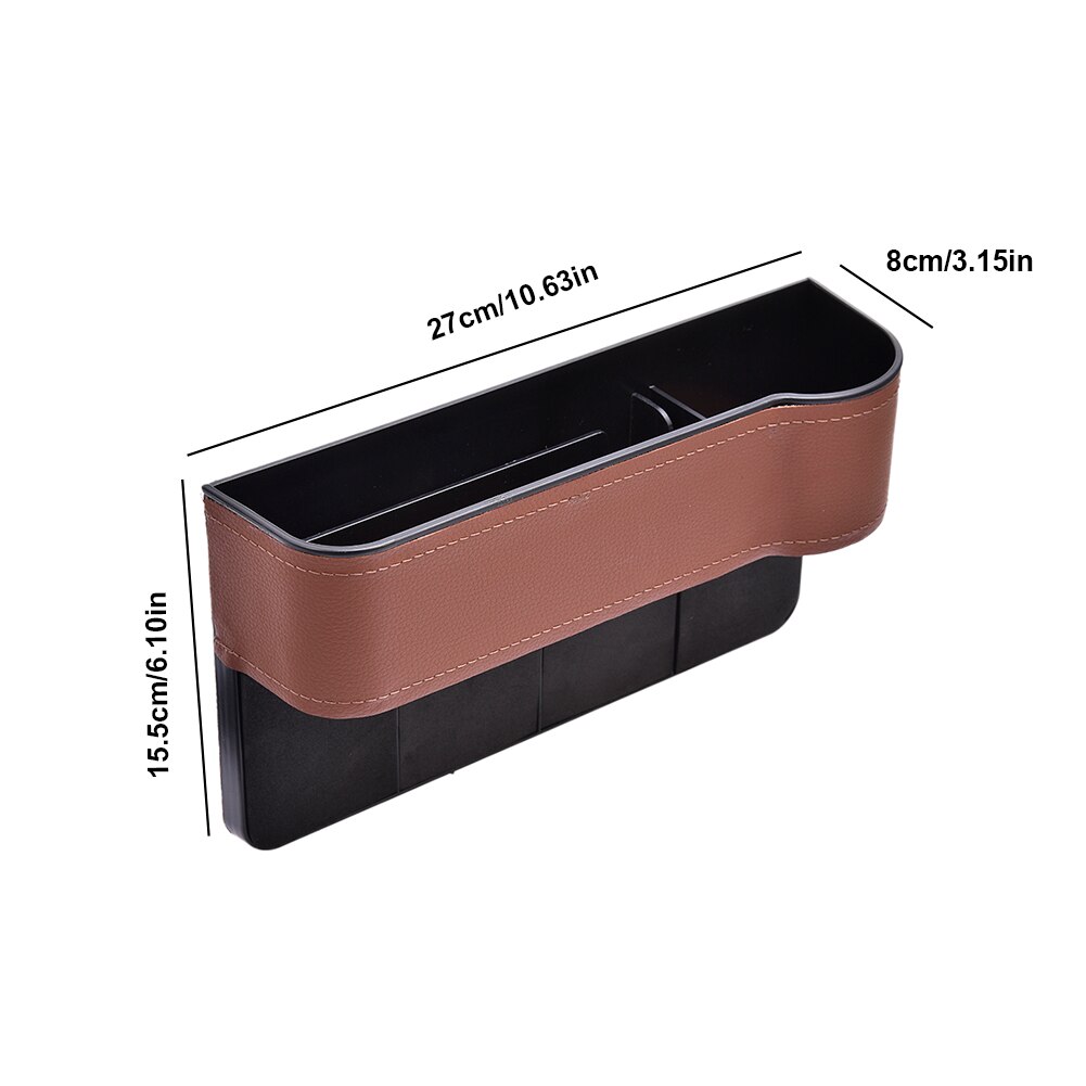 1PCs Car Organizer PU Leather Storage Car Seat Slit Gap Case Storage Slot Box Filler Universal Multifunctional: brown right