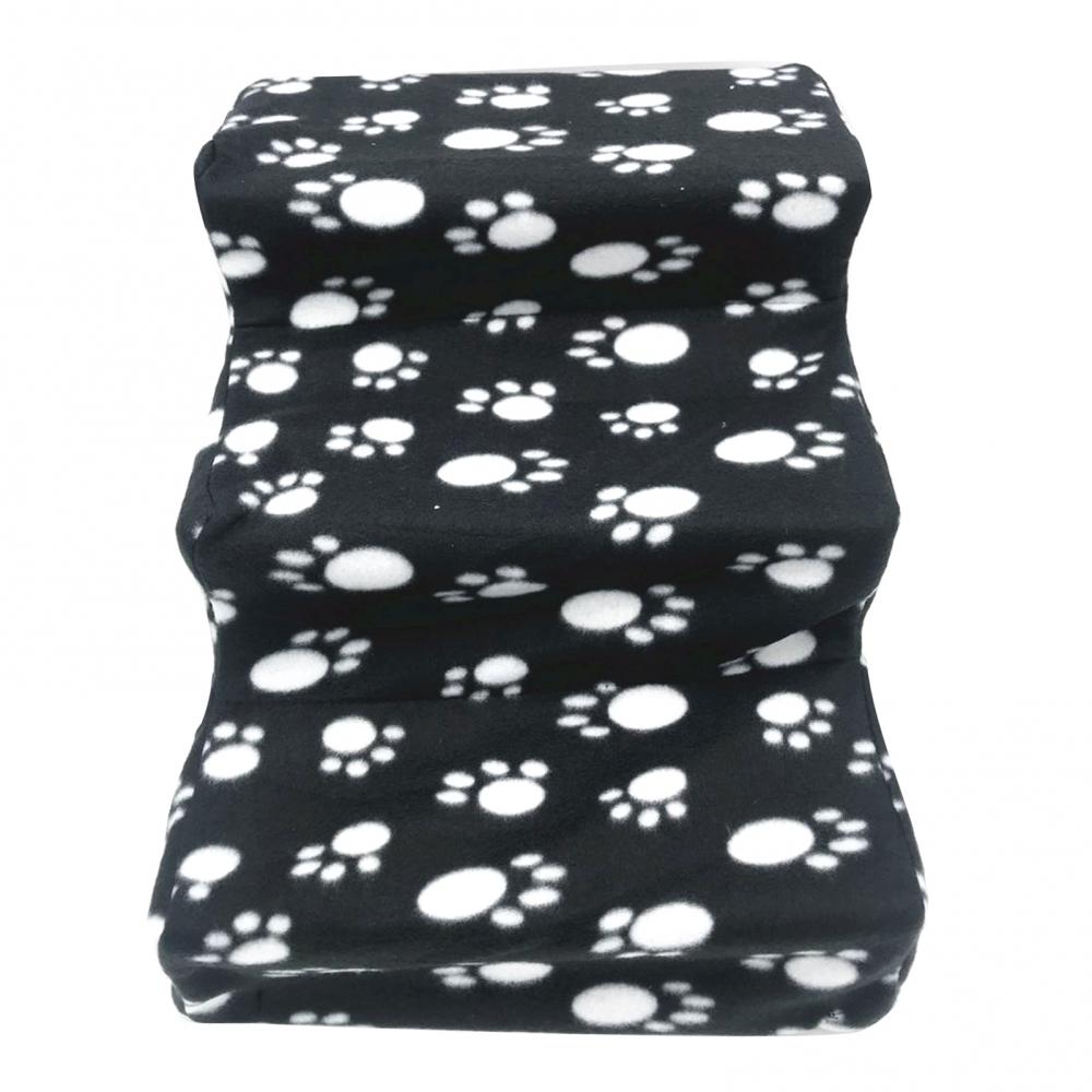Anti-slip Climbing Pet 3 Steps Plush Cloth Stairs for Dog Cats Removable Dogs Bed Stairs Dog Stairs Ladder Products: Black