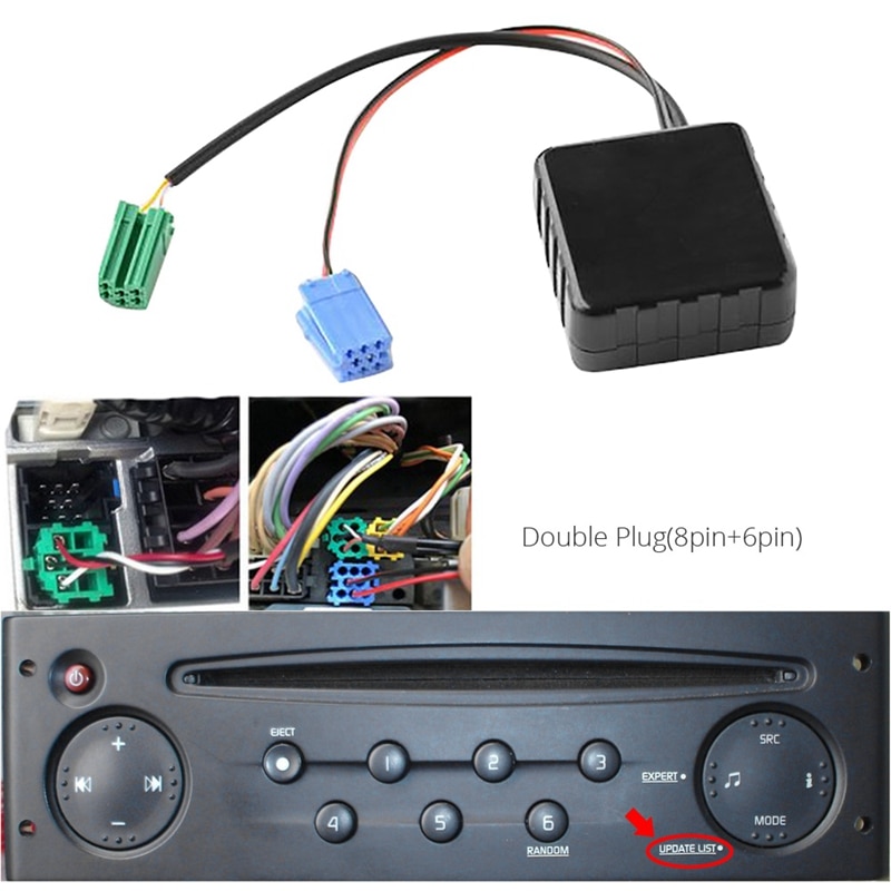 Bil bluetooth o adapter interface mini iso 6 pin & 8 pin til renault 2005 modeller stereo cd vært