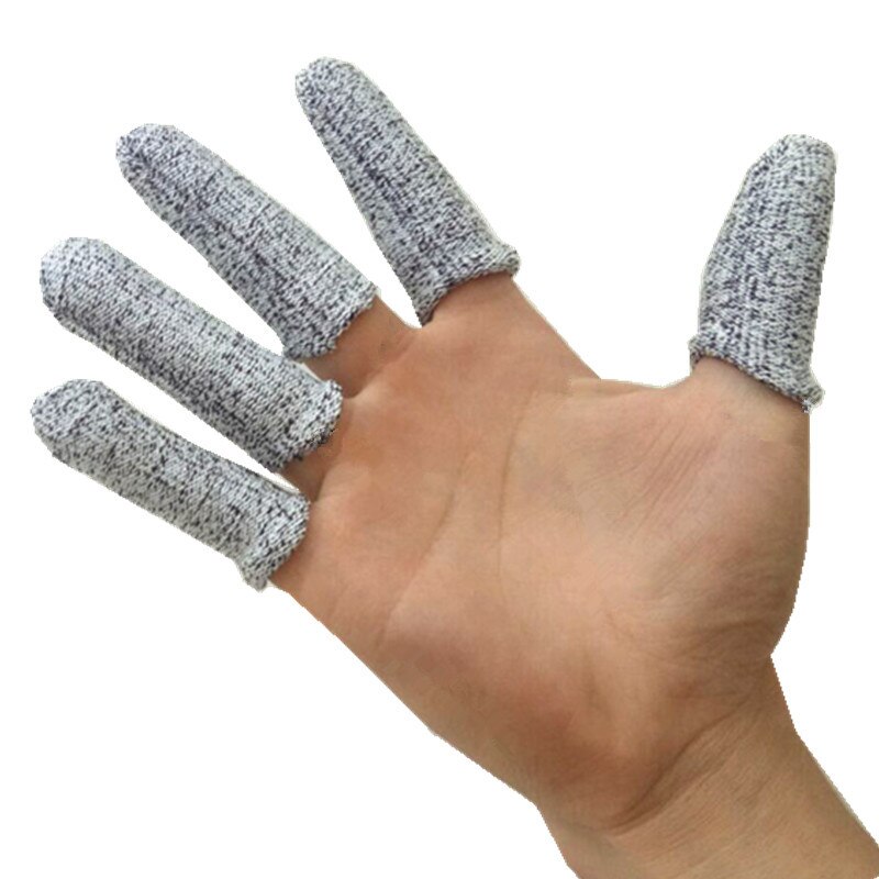 5 stk anti-cut finger tremmesenge niveau 5 sikkerhed skærebestandige sikkerhedshandsker til køkken, arbejde, skulptur plukker fingerspidsbeskytter