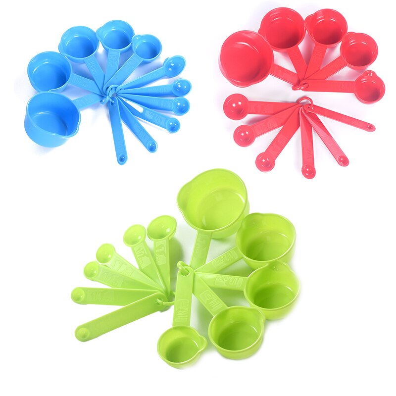 Juego de tazas y cucharas medidoras, juego de 11 unidades de plástico, juego de tazas medidoras con combinación apilable, accesorios de cocina